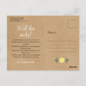 Rustikale Boho Zitronen Datumänderung Verschobene Postkarte (Rückseite)
