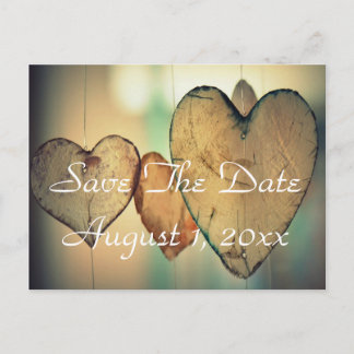 Rustikale Bokeh-Herzen Save The Date Postkarte