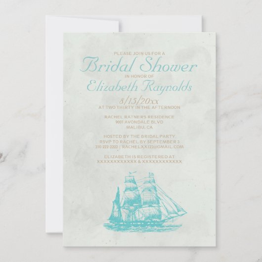 Rustikale Boote Einladungen zur Bridal-Dusche (Vorderseite)