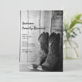 Rustikale Boots Country Family Wiedersehen Einladung (Stehend Vorderseite)