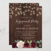 Rustikale Bordeaux-Begegnungsfeier Einladung (Vorne/Hinten)