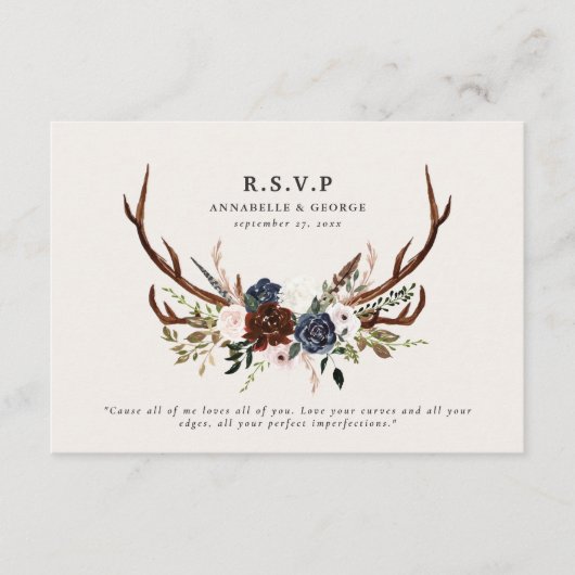 Rustikale Bordeaux-Hochzeit Begleitkarte (Vorderseite)