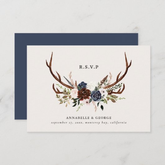 Rustikale Bordeaux-Hochzeit Begleitkarte (Vorne/Hinten)