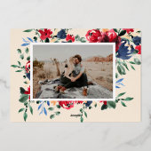 Rustikale Bordeaux-Hochzeit mit Blumenzwiebeln ret Folieneinladung (Rückseite)