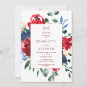 Rustikale bordeauxfarbene Goldhochzeit Einladung (Vorderseite)