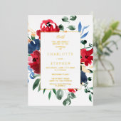 Rustikale bordeauxfarbene Goldhochzeit Folieneinladung (Stehend vorne)