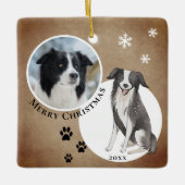 Rustikale Border Collie Zeichnend Paw frohe Weihna Keramikornament (Vorderseite)