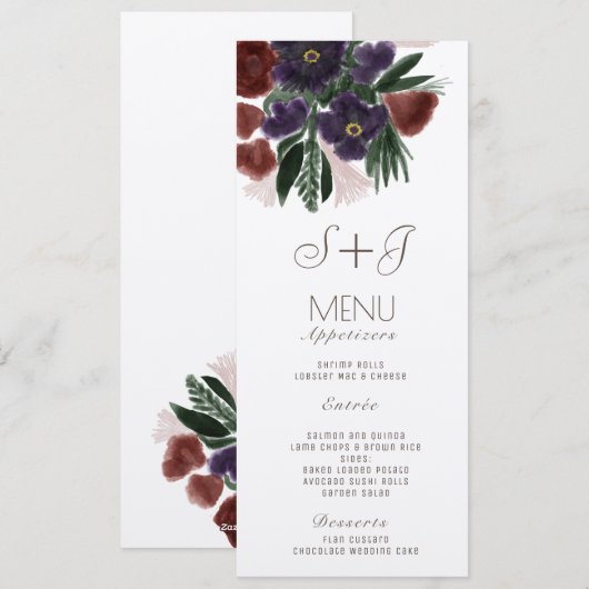 Rustikale Botanik Abendmenü Feiertagskarte (Vorne/Hinten)