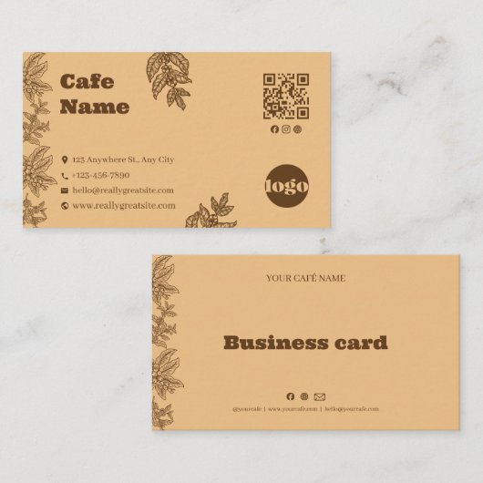 Rustikale Botanik-Cafe-Geschäftskarten-Vorlage Treuekarte (Vorne/Hinten)
