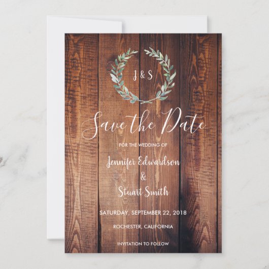 Rustikale botanische Aquarellbilder Save the Date (Vorderseite)