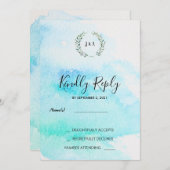 Rustikale botanische Aquarellfarben Blätter Hochze Einladung (Vorne/Hinten)