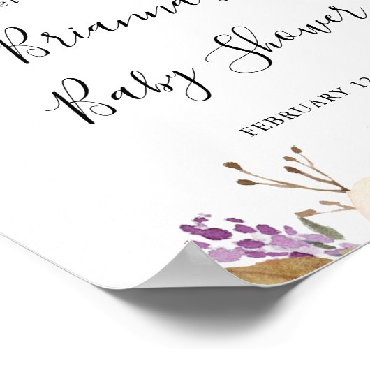 Rustikale Botanische Babydusche Begrüßung Poster (Ecke)