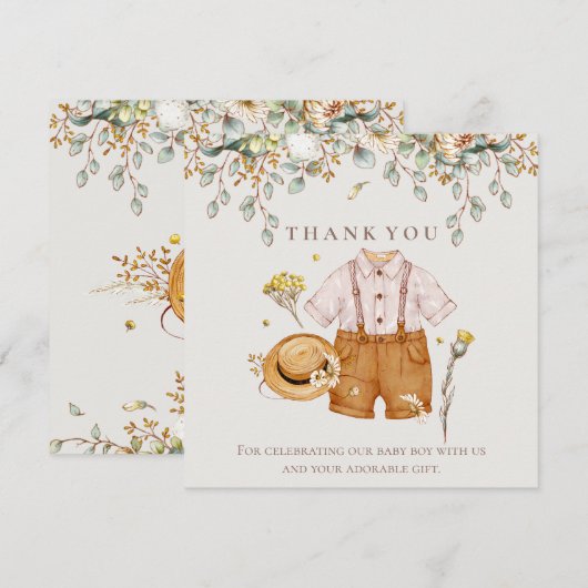 Rustikale Botanische Babydusche Danke Karte (Vorne/Hinten)