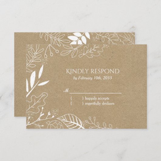 Rustikale Botanische Backyard Wedding RSVP (Vorne/Hinten)