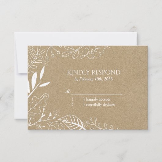 Rustikale Botanische Backyard Wedding RSVP Karte (Vorderseite)