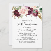 Rustikale botanische Blätter Erste Kommune Einladung (Vorderseite)