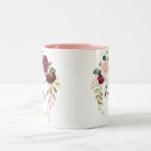 Rustikale botanische Blätter Frau Newlywed Bride Zweifarbige Tasse (Mittel)