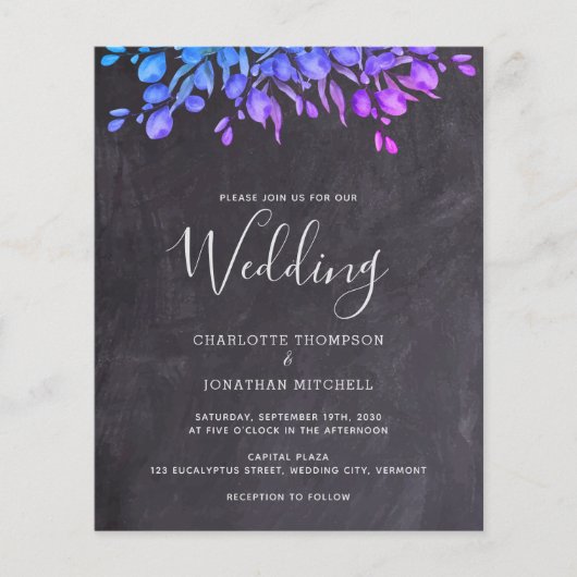 Rustikale botanische Blätter für Hochzeiten (Vorderseite)