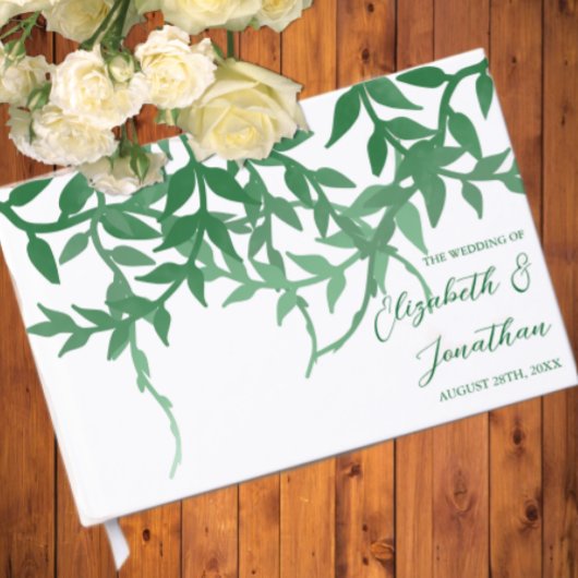 Rustikale Botanische Blätter Hochzeit Gästebuch