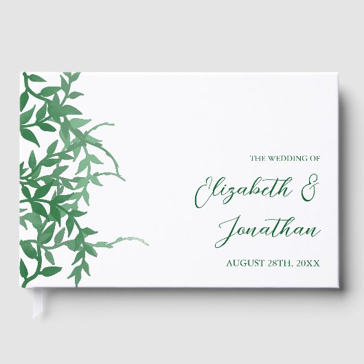 Rustikale Botanische Blätter Hochzeit Gästebuch (Vorderseite)