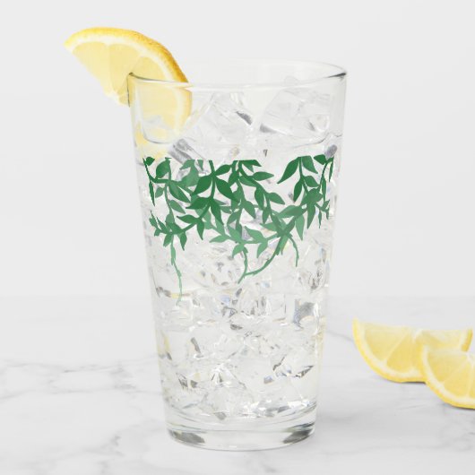 Rustikale Botanische Blätter Hochzeit Glas (Vorderseite Ice)