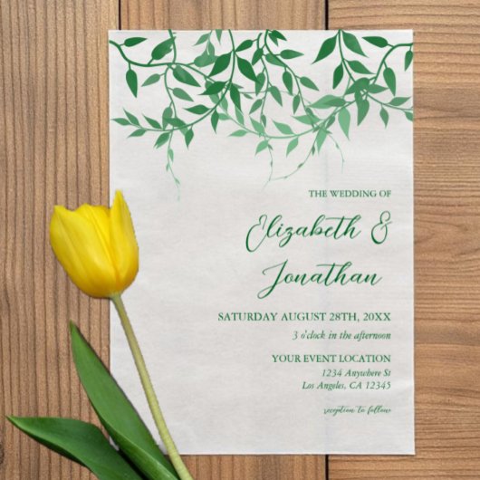 Rustikale Botanische Blätter Hochzeit Pergament Einladungen