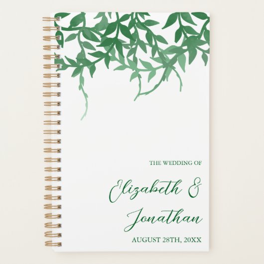 Rustikale Botanische Blätter Hochzeit Planer (Vorderseite)