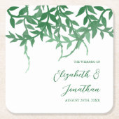 Rustikale Botanische Blätter Hochzeit Rechteckiger Pappuntersetzer (Vorderseite)