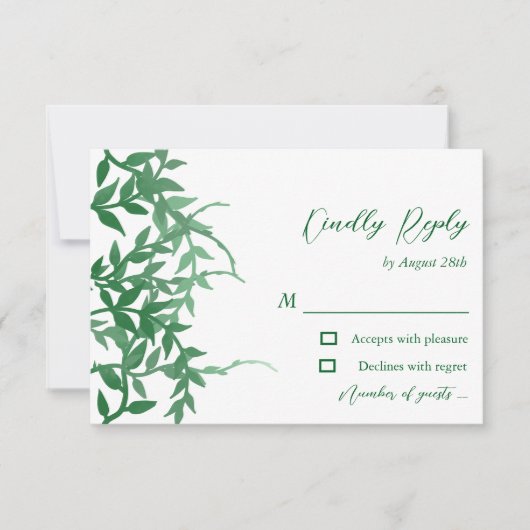 Rustikale Botanische Blätter Hochzeit RSVP Karte (Vorderseite)
