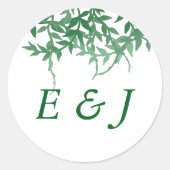 Rustikale Botanische Blätter Hochzeit Runder Aufkleber (Vorderseite)