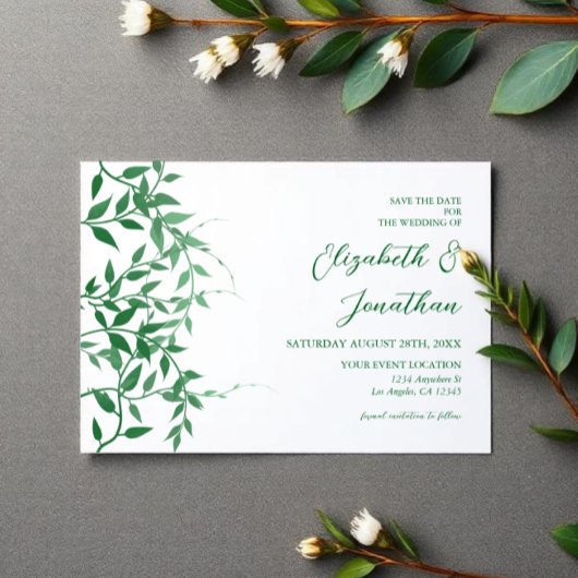 Rustikale Botanische Blätter Hochzeit Save The Date