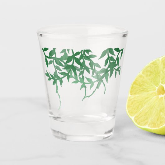 Rustikale Botanische Blätter Hochzeit Schnapsglas (Vorderseite)