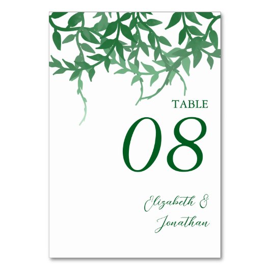 Rustikale Botanische Blätter Hochzeit Tischnummer (Rückseite)
