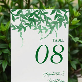 Rustikale Botanische Blätter Hochzeit Tischnummer