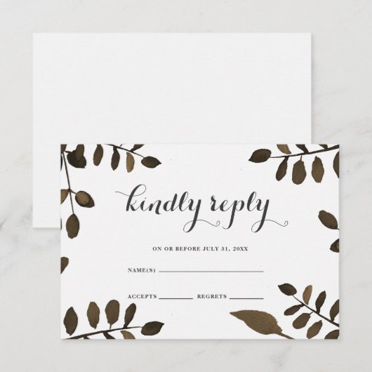 Rustikale botanische Blätter Hochzeit von RSVP (Vorne/Hinten)