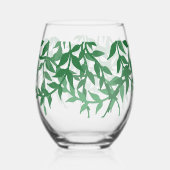 Rustikale Botanische Blätter Hochzeit Weinglas Ohne Stiel (Rückseite)