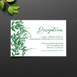 Rustikale botanische Blätter Hochzeitsempfang Begleitkarte