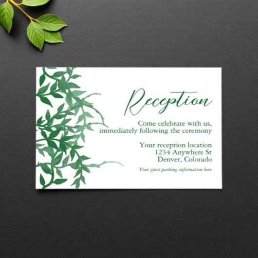 Rustikale botanische Blätter Hochzeitsempfang Begleitkarte