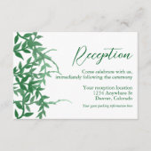 Rustikale botanische Blätter Hochzeitsempfang Begleitkarte (Vorderseite)