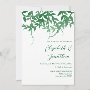 Rustikale botanische Blätter Hochzeitsempfang Einladung