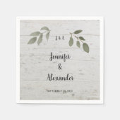 Rustikale botanische Blätter Monogramm Hochzeit Serviette (Vorderseite)