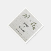 Rustikale botanische Blätter Monogramm Hochzeit Serviette (Ecke)