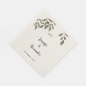 Rustikale botanische Blätter Monogramm-Hochzeit Serviette (Ecke)