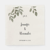 Rustikale botanische Blätter Monogramm-Hochzeit Serviette (Vorderseite)