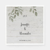 Rustikale botanische Blätter Monogramm-Hochzeit Serviette (Vorderseite)