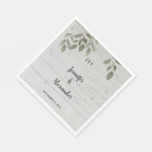 Rustikale botanische Blätter Monogramm-Hochzeit Serviette (Ecke)