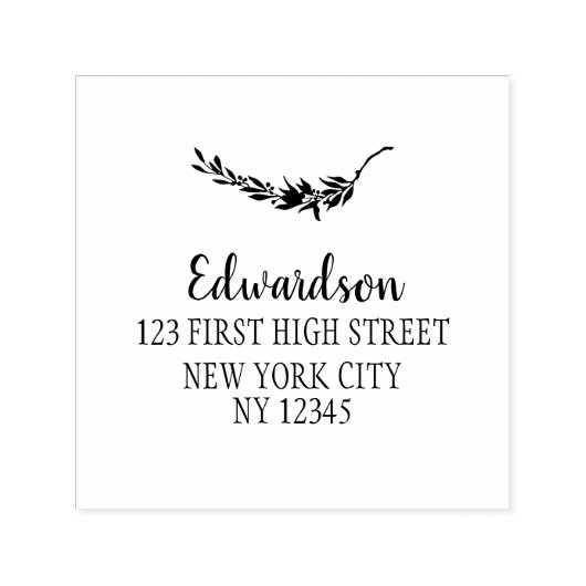 Rustikale botanische Blätter Typografie Rücksendea Permastempel (Design)