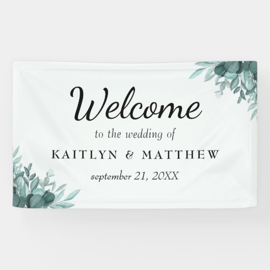 Rustikale botanische Bliss-Hochzeitskulisse Banner (Horizontal)