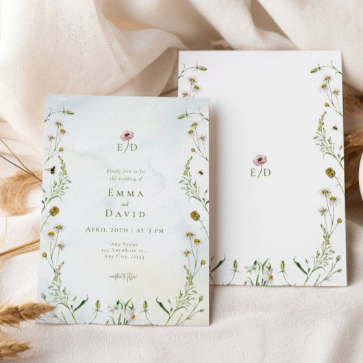 Rustikale botanische Blume Einladung