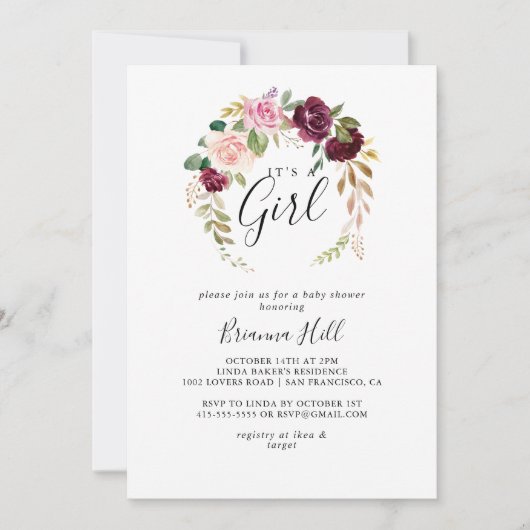 Rustikale Botanische Blumendusche. Einladung (Vorderseite)